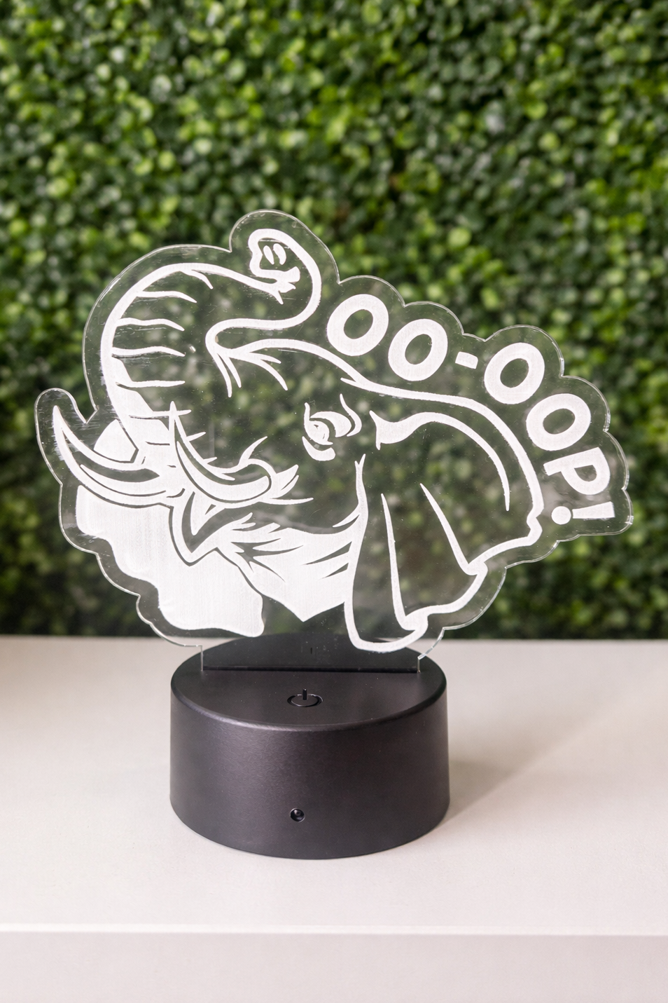 “Oo-Oop!” Elephant LED Acrylic Lamp