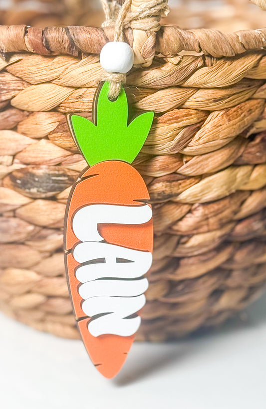 Easter Basket Tag - Personalized Carrot Name Tag - Custom Easter Name Tag - Laser Cut Easter Basket Charm - Kids Easter Gift