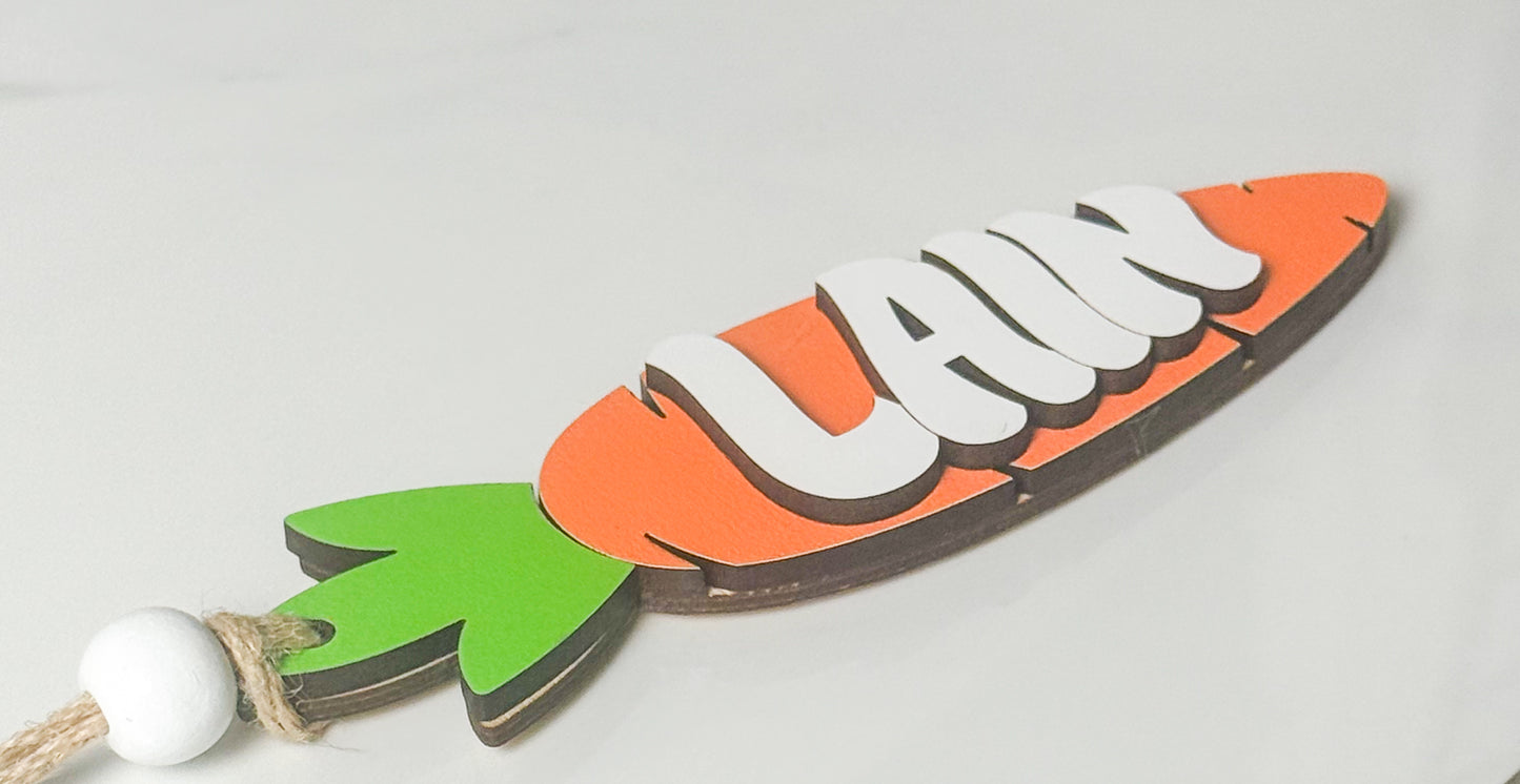 Easter Basket Tag - Personalized Carrot Name Tag - Custom Easter Name Tag - Laser Cut Easter Basket Charm - Kids Easter Gift